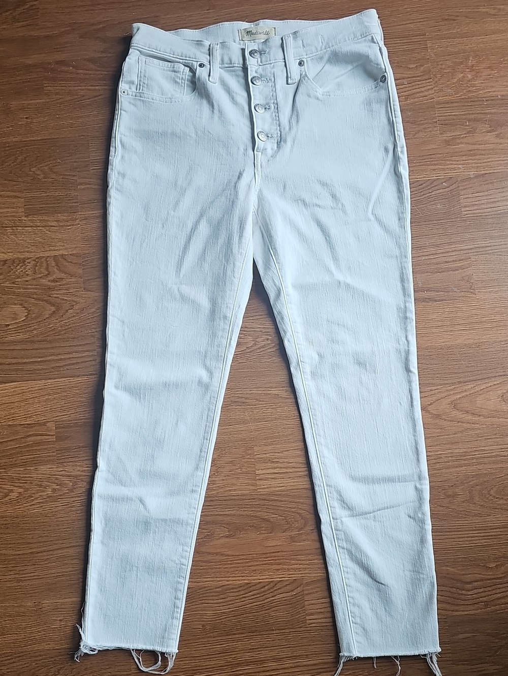 Madewell White Button Fly Mid Rise Skinny Jeans 29" Waist X 27" Inseam Length